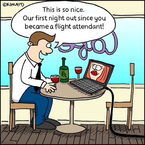 "This is so nice. Our first night out since you became a flight attendant!"