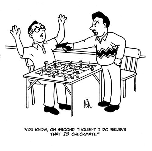 "You know, on second thought I do believe that is checkmate!"