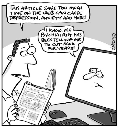"This article says too much time on the web can cause depression, anxiety and more!"