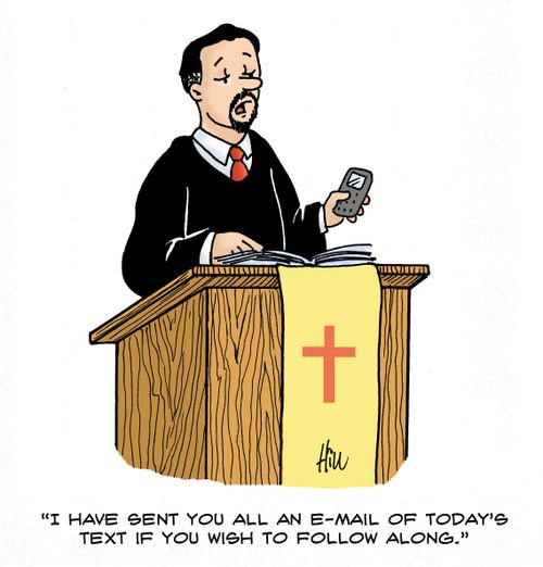 "I have sent you all an e-mail of today's text if you wish to follow along."