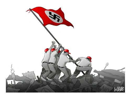Trump supporters raise the Nazi flag after Charlottesville.