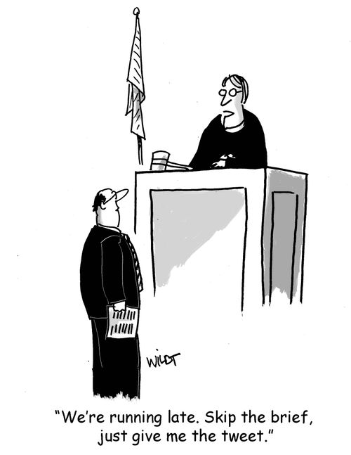 "We're running late. Skip the brief, just give me the tweet."
