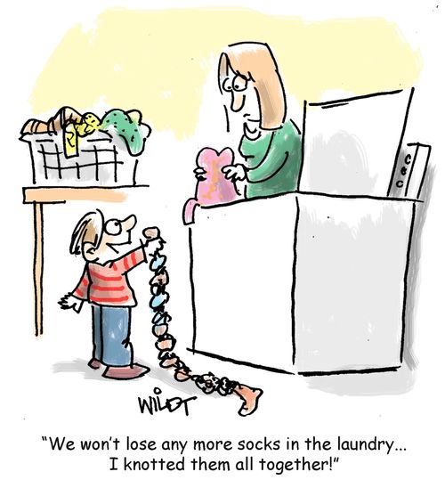 "We won't lose any more socks in the laundry...I knotted them all together."