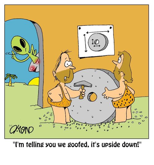 "I'm telling you we goofed, it's upside down!"
