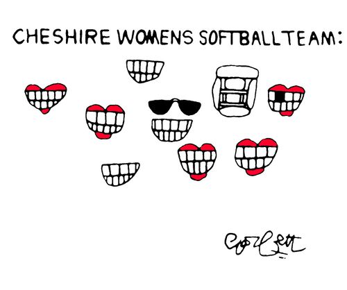 Cheshire Women's Softball Team: Grinning women