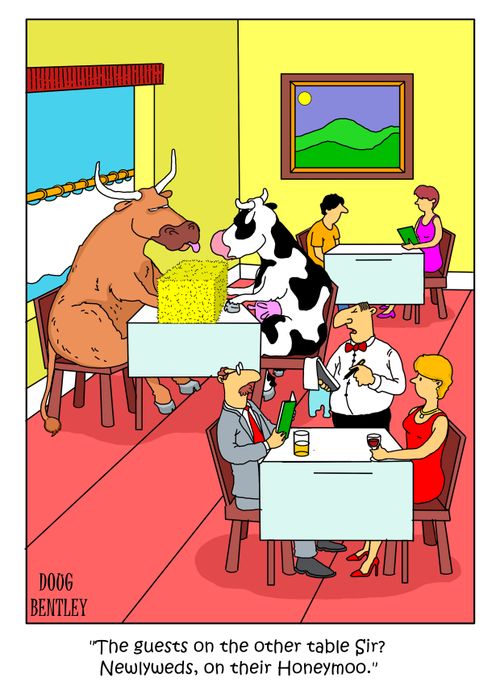 "The guests on the other table Sir? Newlyweds, on their Honeymoo."
