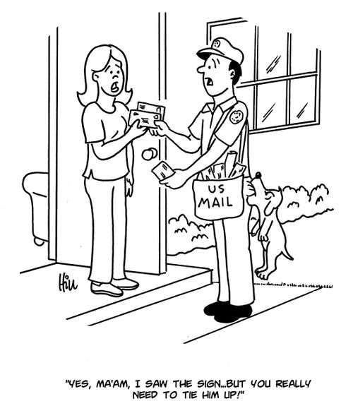 "Yes, ma'am, I saw the sign...but you really need to tie him up!"