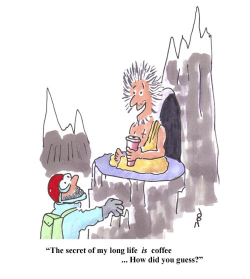 "The secret of my long life is coffee....how did you guess?"