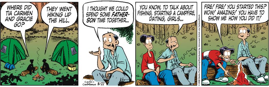"I thought we could spend some father-son time together...you know, to talk about fishing, starting a campfire, dating, girls..."