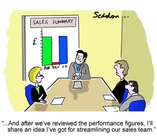 "...And after we've reviewed the performance figures, I'll share an idea I've got for streamlining the sales team."