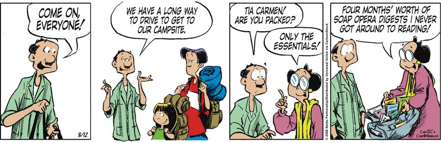 "Come on, everyone! We have a long way to drive to get to our campsite."