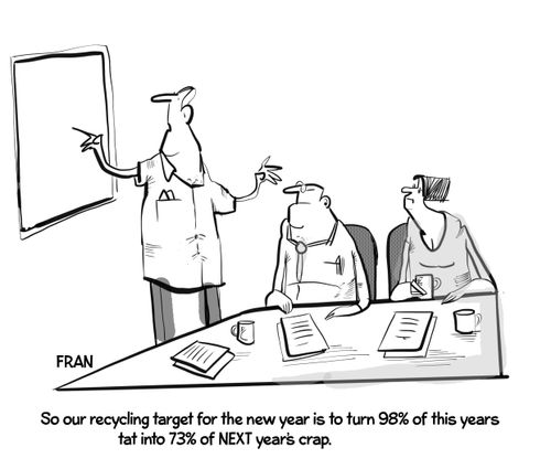 "So our recycling target for the new year is to turn 98% of this years tat into 73% of NEXT ear's crap."