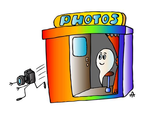 Ghost frightens the photo booth.