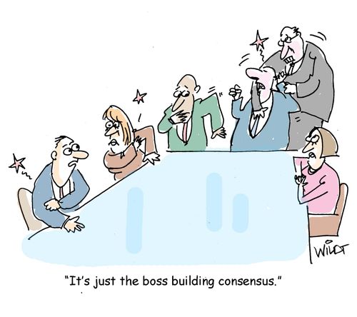 "It's just the boss building consensus."
