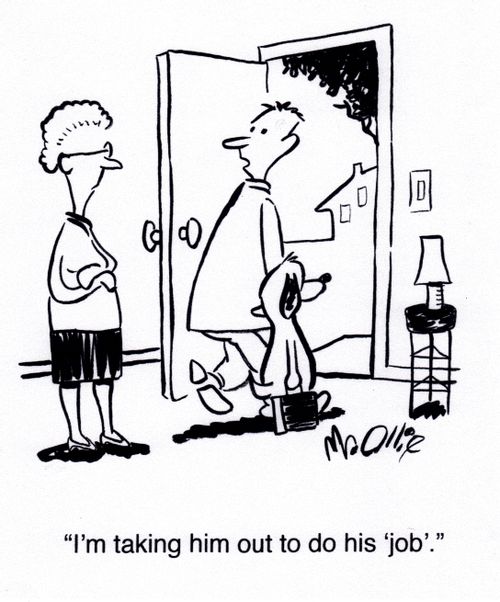 "I'm taking him out to do his 'job'."