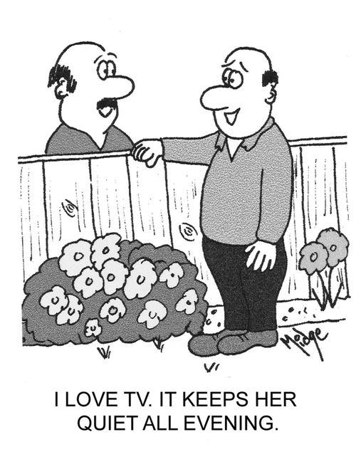 "I love TV. It keeps her quiet all evening."