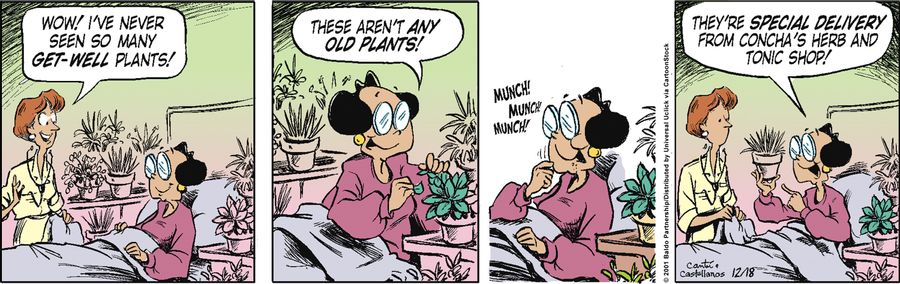 "Wow! I've never seen so many get-well plants!"