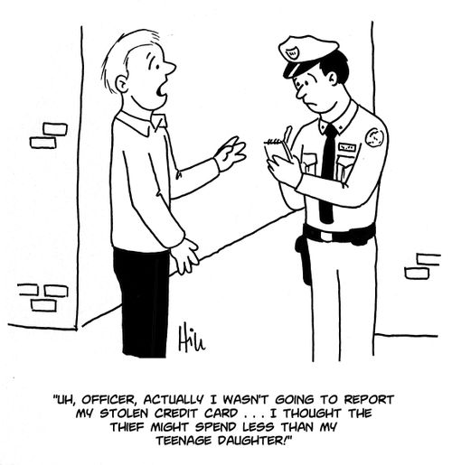 "Uh, officer, actually I wasn't going to report my stolen credit card...."