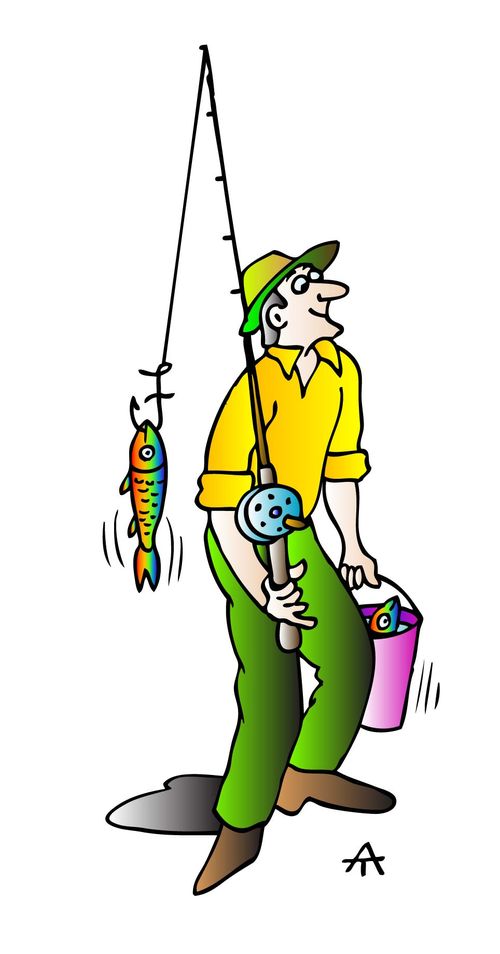 A fisherman carries a rainbow trout.