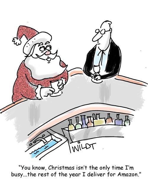 "You know, Christmas isn't the only time I'm busy. ..the rest of the year I deliver for Amazon."