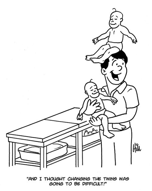 "And I thought changing the twins was going to be difficult!"