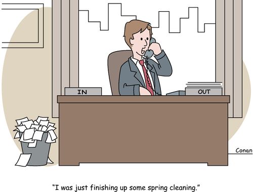 "I was just finishing up some spring cleaning."