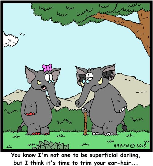 "You know I'm not one to be superficial darling, but I think it's time to trim your ear-hair..."