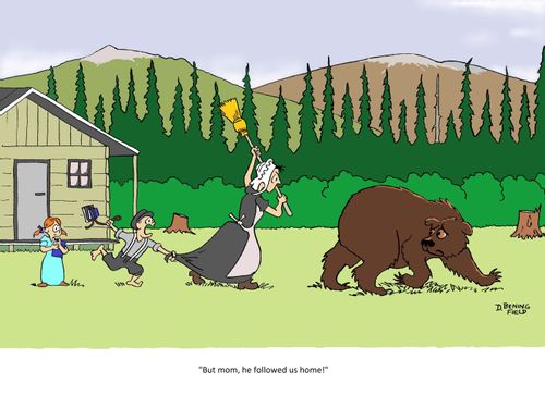 "But mom, he followed us home!"