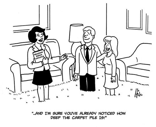 "...and I'm sure you've already noticed how deep the carpet pile is!"