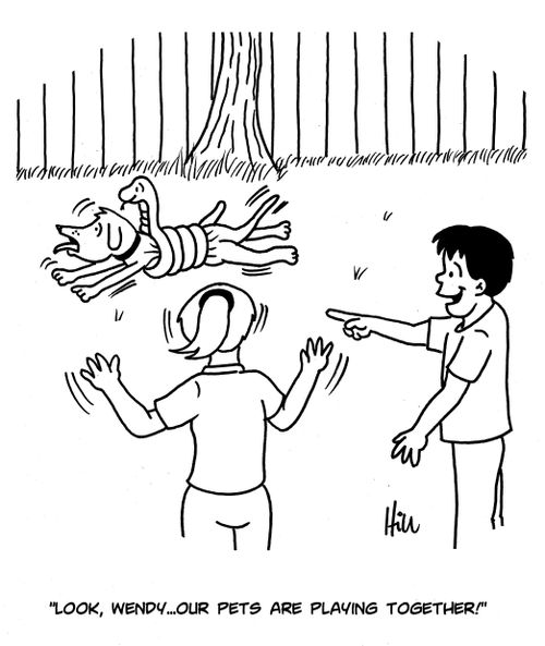 "Look, Wendy....our pets are playing together!"