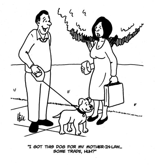 "I got this dog for my mother-in-law...some trade, huh?"