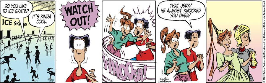 "That jerk! He almost knocked you over!"
