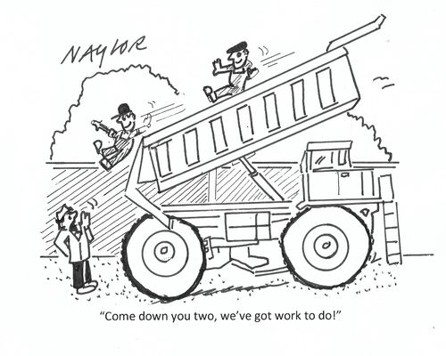 "Come down you two, we've got work to do!"