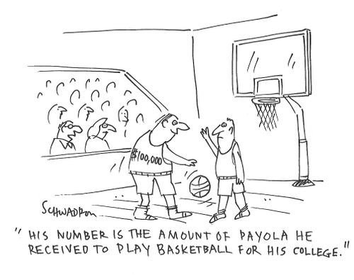 "His number is the amount of payola he received to play basketball for his college."