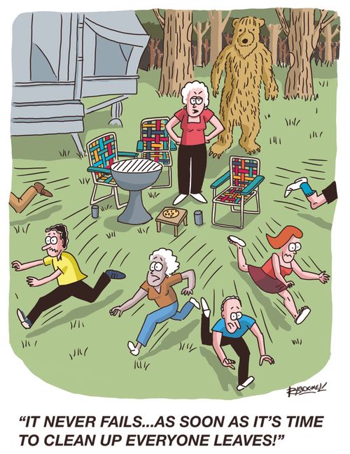 "It never fails...as soon as it's time to clean up everyone leaves!"