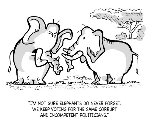 "I'm not sure elephants do never forget. We keep voting for the same corrupt and incompetent politicians."