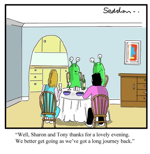"Well, Sharon and Tony thanks for a lovely evening. We better get going as we've got a long journey back."