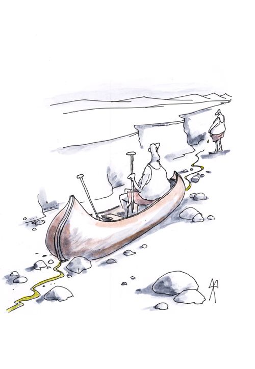Canoeing on a Dried River Bed
