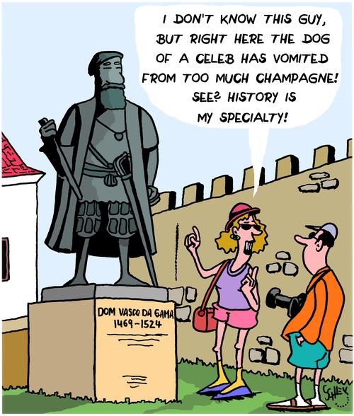 "I don't know this guy, but right here the dog of a celeb has vomited from too much champagne! See? History is my specialty!"