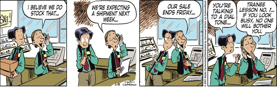 "Trainee lesson no. 1...if you look busy, no one will bother you."