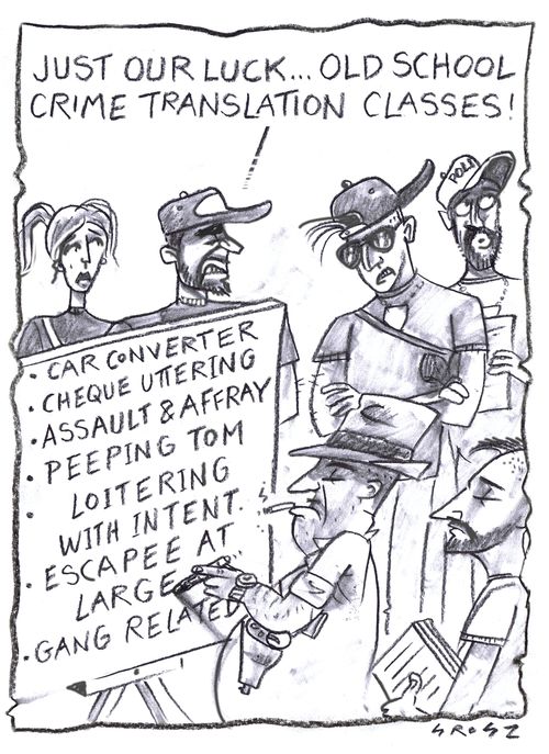 Just our luck...old school crime translation classes!