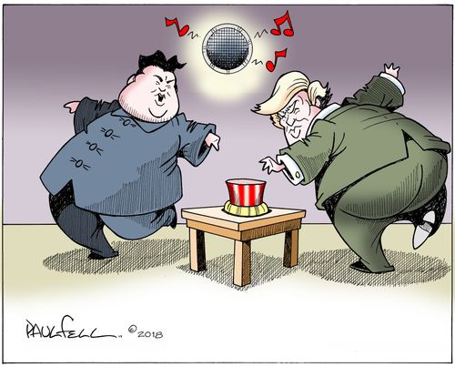 Kim Jong-un and Donald Trump meet.