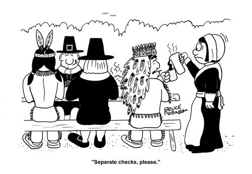 "Separate checks, please."