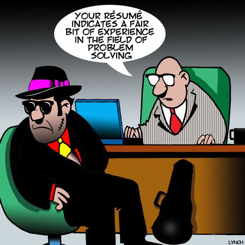 "Your resume indicates a fair bit of experience in the field of problem solving."
