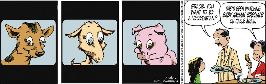 "Gracie, you want to be a vegetarian?"