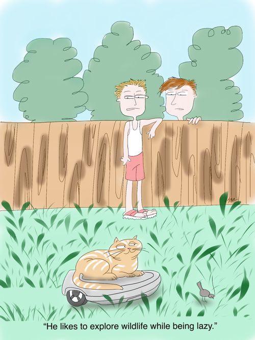 "He likes to explore wildlife while being lazy."