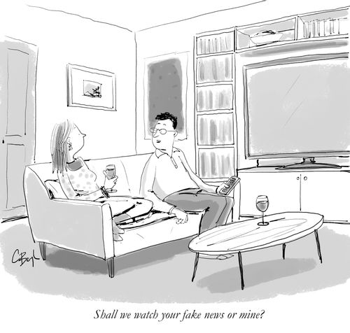 "Shall we watch your fake news or mine?"