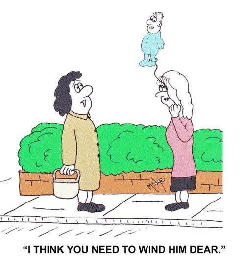 "I think you need to wind him dear."
