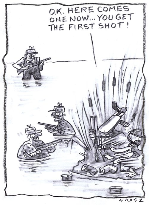 "O.K. Here comes one now...you get the first shot!"