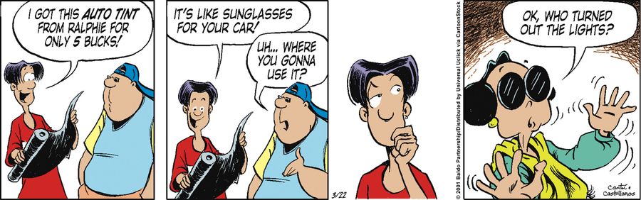 "I got this auto tint from Ralphie for only 5 bucks! It's like sunglasses for your car!"